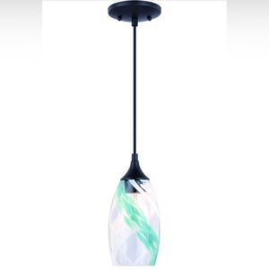 VAXCEL Milano Bronze Mini Pendant Ceiling Light Blue Glass